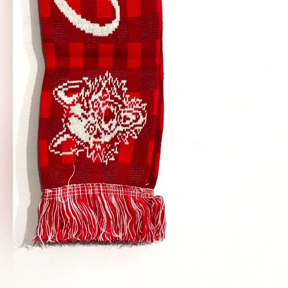 Chicago Wolves Men's Women's Hockey Winter Red White Unisex Knit Scarf Fringe